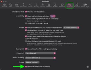 تنظیمات پیشرفته سافاری