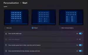 سفارشی کردن تنظیمات منوی استارت در ویندوز 11