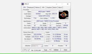 cpu z که سرعت کلاک cpu را نشان می دهد