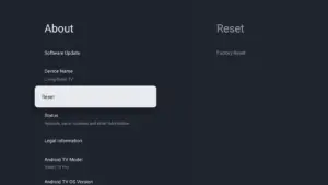 گزینه Factory Reset در تنظیمات Android TV