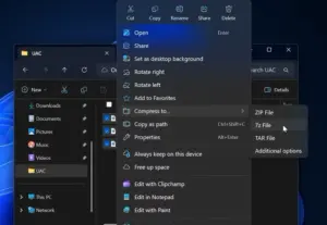 نمایش نحوه فشرده سازی فایل ها در فایل اکسپلورر به Zip TAR 7-Zip در ویندوز 11