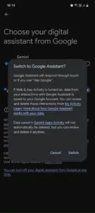 تغییر از Gemini به Google Assistant در اندروید