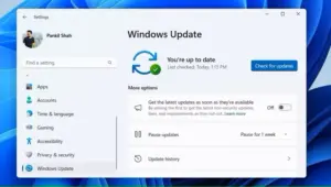 تب Windows Update در برنامه تنظیمات ویندوز 11