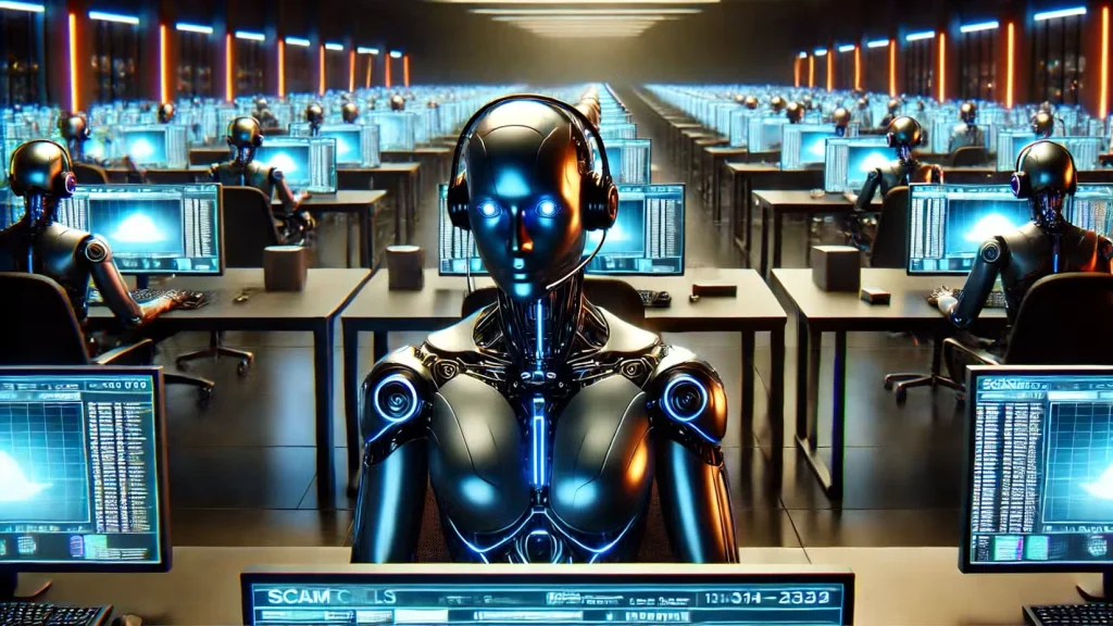 رباتی که در مرکز تلفن غول پیکر تماس های رباتیک برقرار می کند