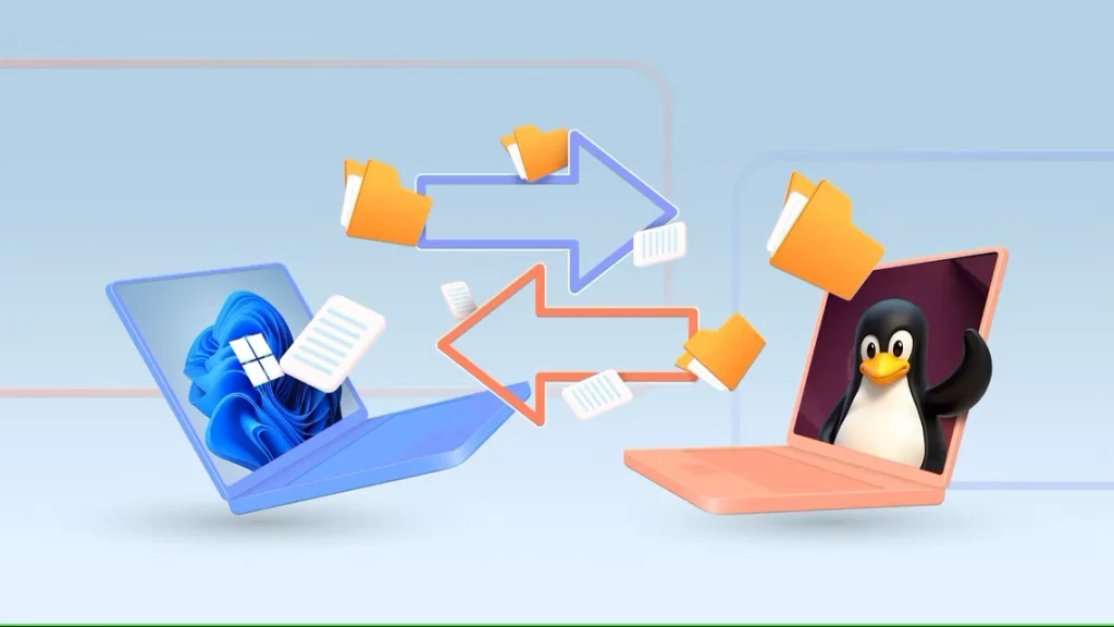 انتقال فایل ها بین ویندوز ولینوکس