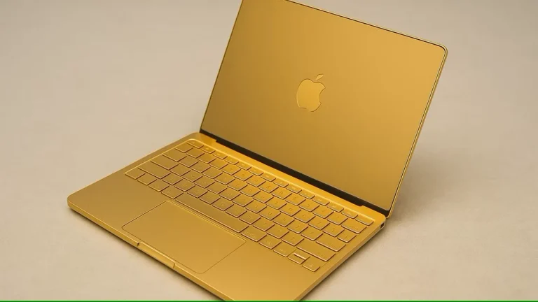 یک لپ تاپ مک بوک طلایی