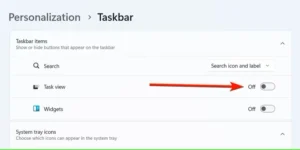 غیرفعال کردن ویجت‌ها در ویندوز ۱۱.