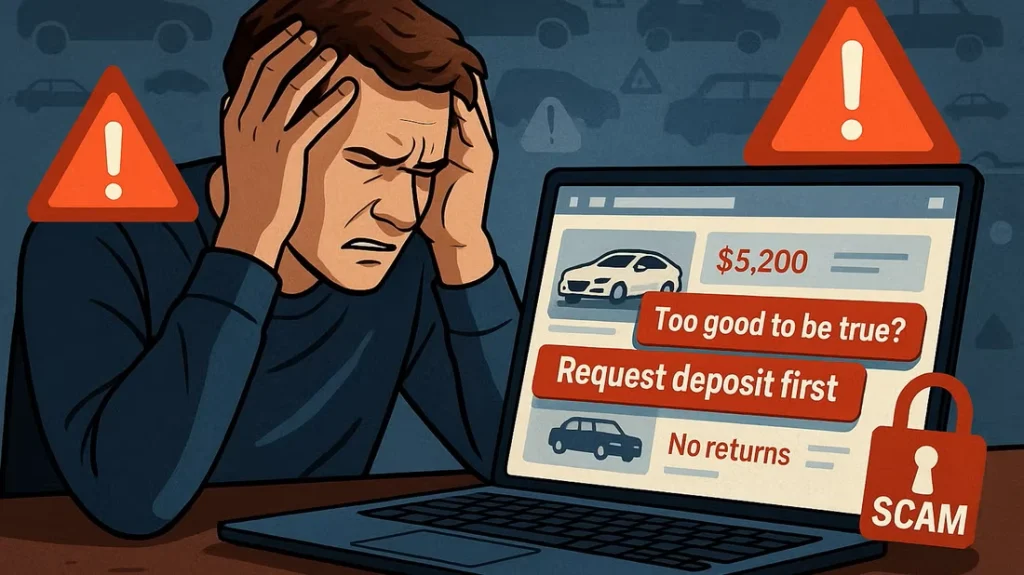 شخصی با استرس برای خرید خودرو