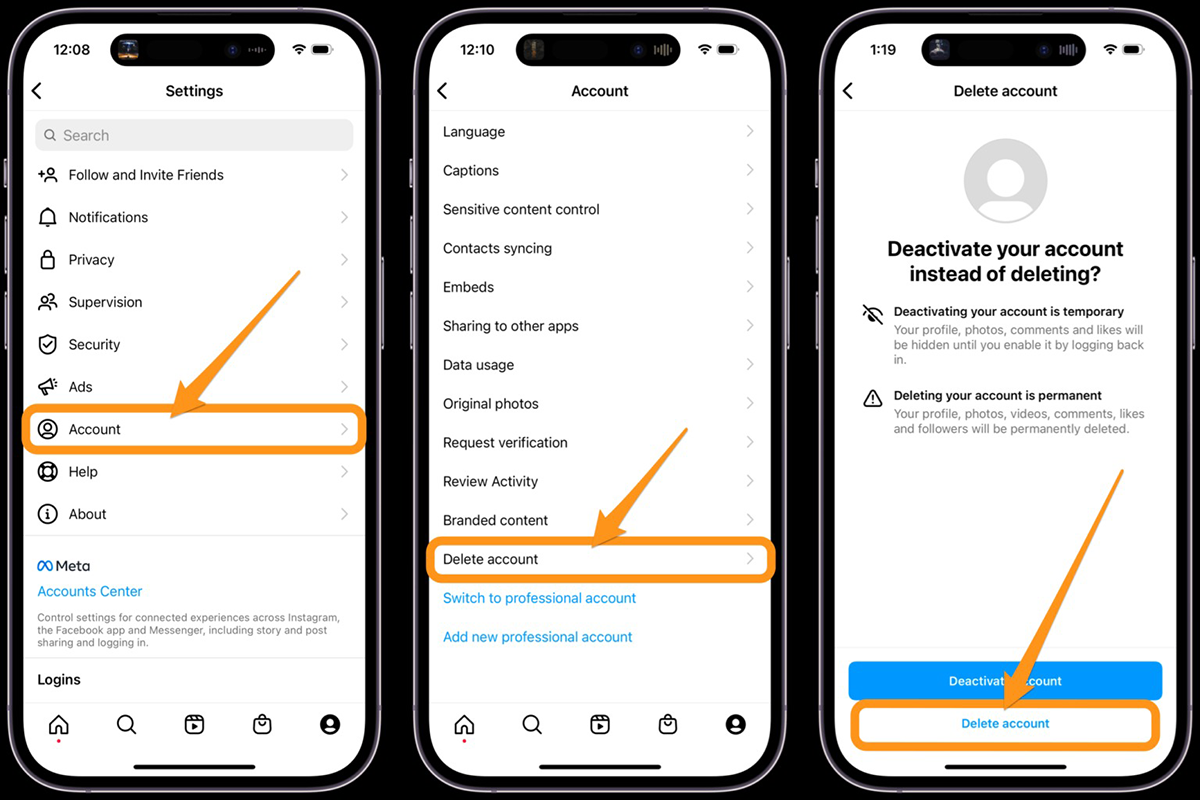 چجوری اکانت اینستا رو حذف کنیم